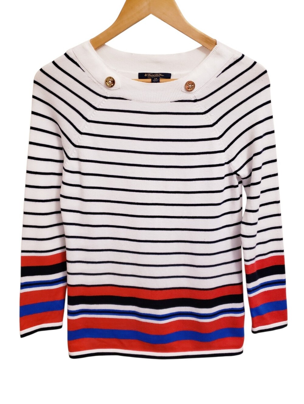 Brooks Brothers 100% Cotton Nautical Stripe Pullover Sweater, Size XS